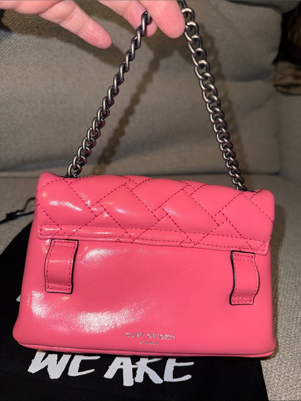 Kurt Geiger Pink Quilted Chain-Handle Bag - Picture 4 of 11
